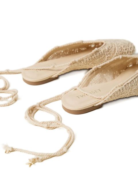 TWINSET crochet tie ballerinas - Neutrals
