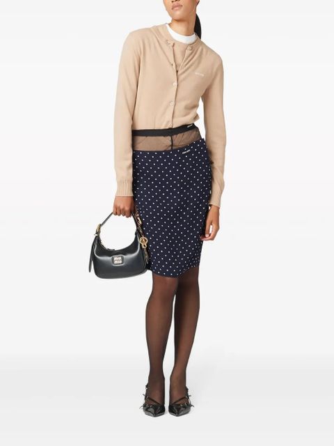 Miu Miu logo-intarsia fine-knit cardigan - Neutrals - zdjęcie produktu nr 2