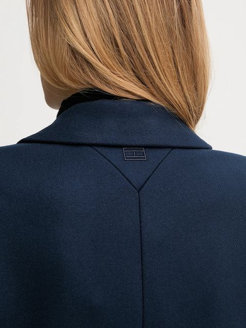 Tommy Hilfiger płaszcz z dodatkiem wełny kolor granatowy WW0WW46547
