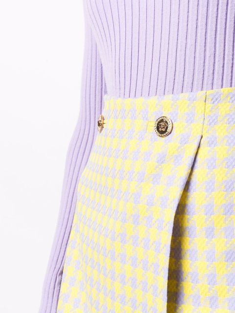 Versace Medusa check-pattern wool skirt - Yellow