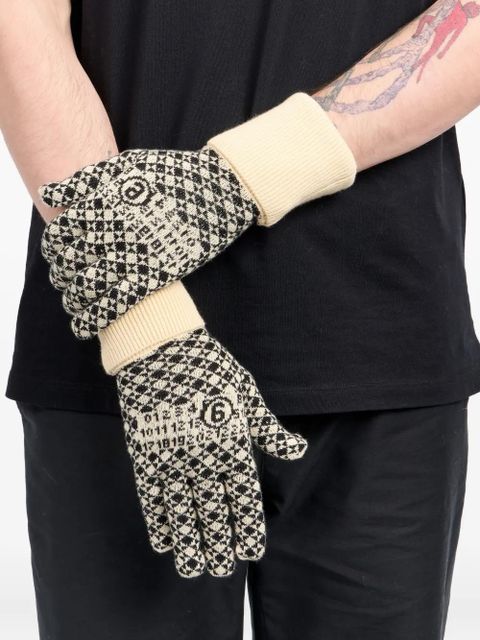 MM6 Maison Margiela intarsia-knit gloves - White