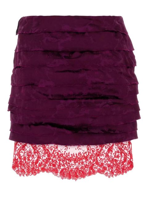 Saint Laurent jacquard ruffled skirt - Purple - zdjęcie produktu nr 2