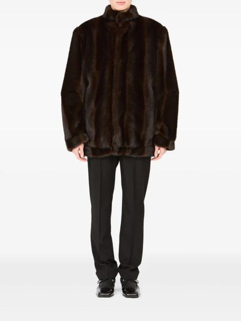 MM6 Maison Margiela faux-fur high-collar jacket - Brown