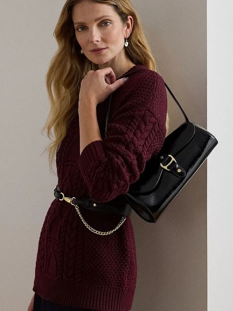 Lauren Ralph Lauren torebka skórzana kolor czarny 431P04068