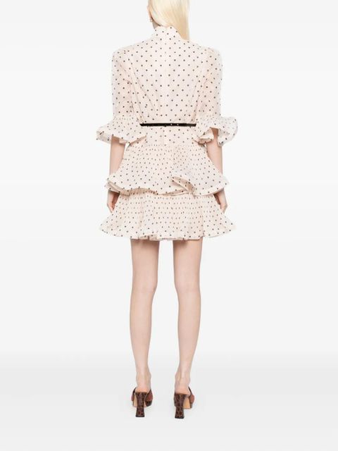 ZIMMERMANN pleated polka dot mini dress - Neutrals