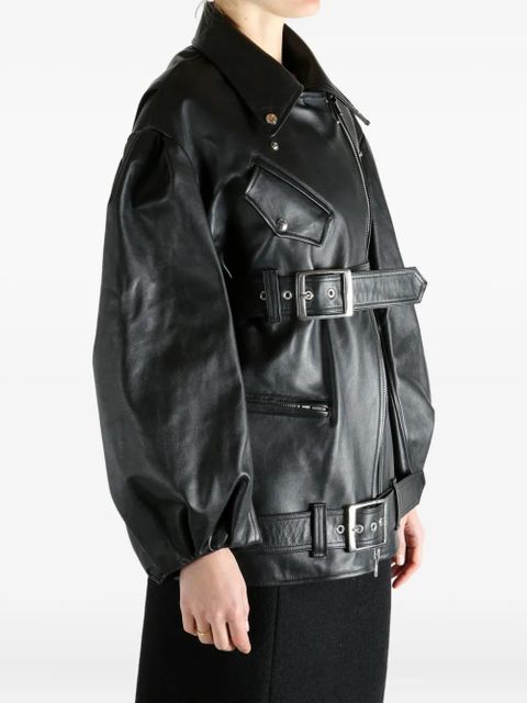 Simone Rocha belted leather jacket - Black