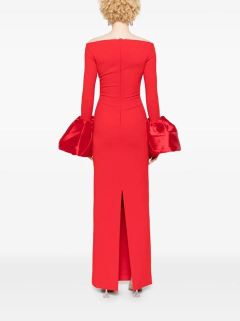 Solace London Talia oversized-cuffs gown - Red