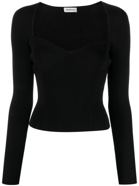 Simkhai Giuliana sweetheart-neck jumper - Black - zdjęcie produktu nr 1