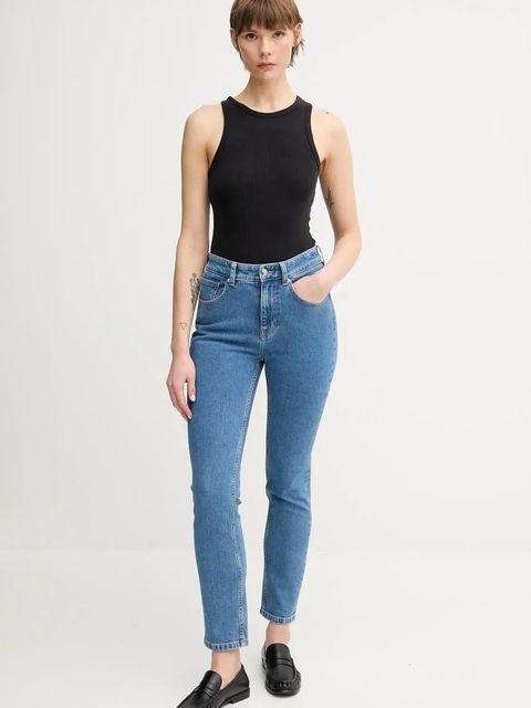 Sisley jeansy damskie kolor niebieski 4MCPLE046 - zdjęcie produktu nr 2