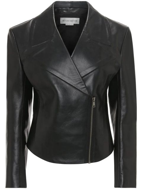 Victoria Beckham tailored leather biker jacket - Black - zdjęcie produktu nr 1