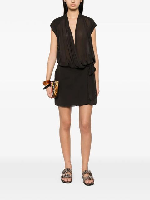 PINKO Ardola draped tie-fastening mini dress - Brown - zdjęcie produktu nr 2