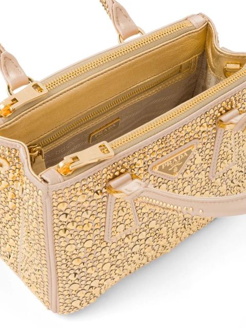 Prada Galleria crystal-embellished satin mini bag - Gold