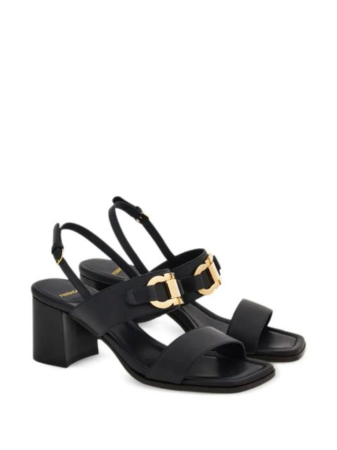 Ferragamo Gancini-buckle leather sandals - Black