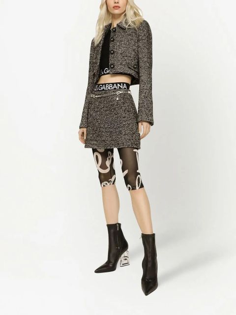 Dolce & Gabbana cropped tweed jacket - Brown
