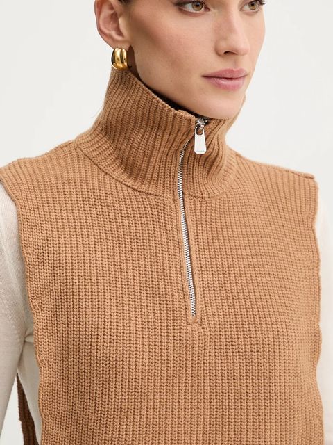 Pinko komin z dodatkiem wełny damski kolor brązowy gładki 105994 A2Z4