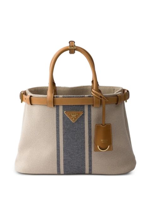 Prada Buckle medium canvas and leather handbag - Neutrals - zdjęcie produktu nr 1