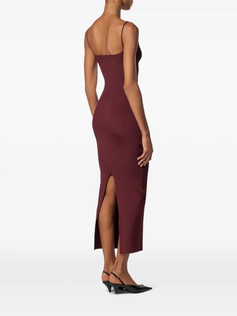 Versace safety-pin ribbed midi dress - Red