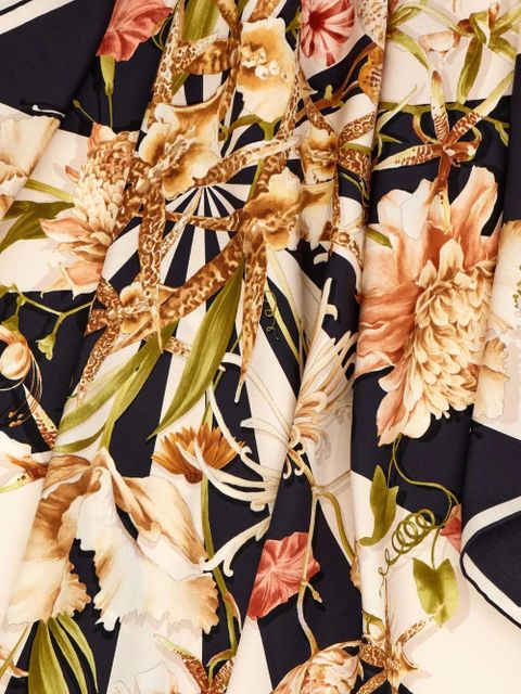 Ferragamo Gaia-print silk scarf - Black