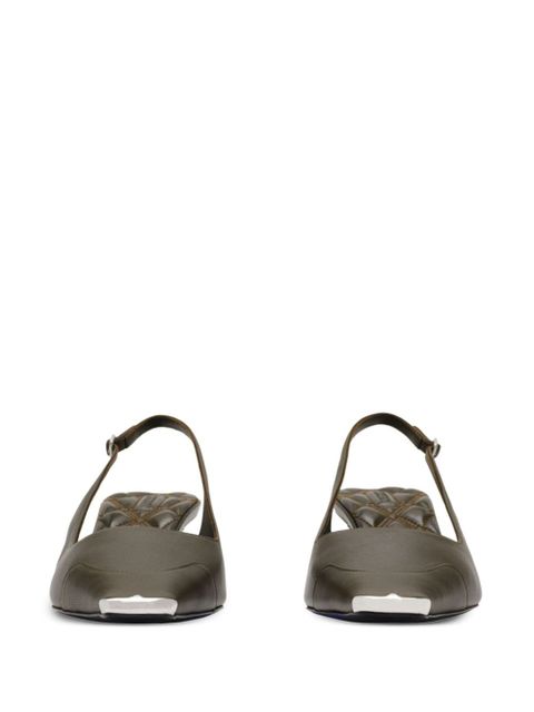 Burberry 50mm leather slingback pumps - Green