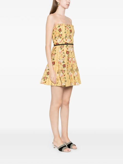 Agua By Agua Bendita floral strapless mini dress - Yellow