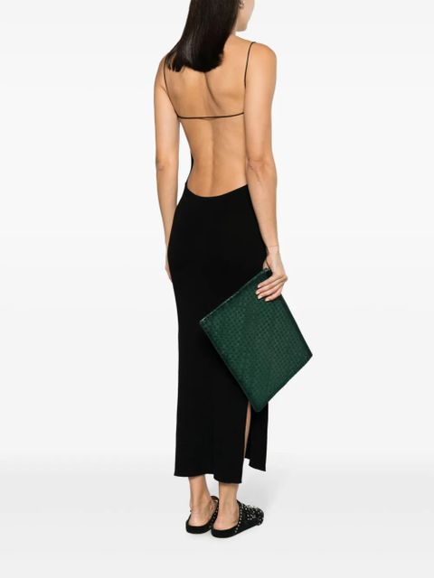 DRAGON DIFFUSION A4 interwoven leather clutch bag - Green