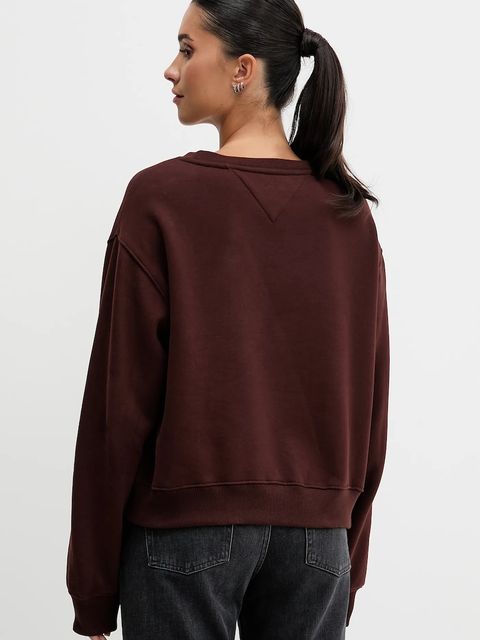 Tommy Jeans bluza damska kolor brązowy gładka DW0DW21961