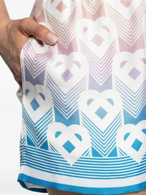 Casablanca monogram-print silk shorts - Blue