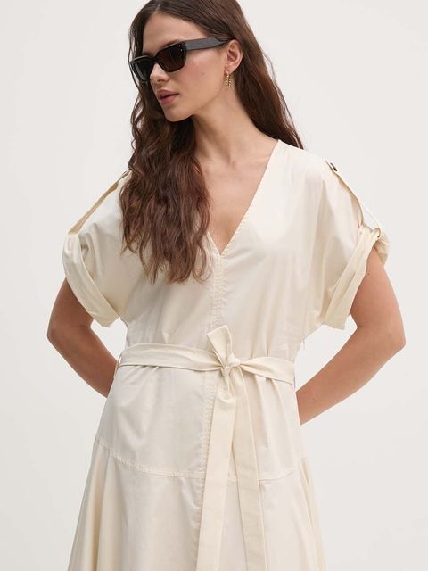 Sandro Ferrone sukienka bawełniana kolor beżowy maxi rozkloszowana SFS31XBDSALE - zdjęcie produktu nr 2