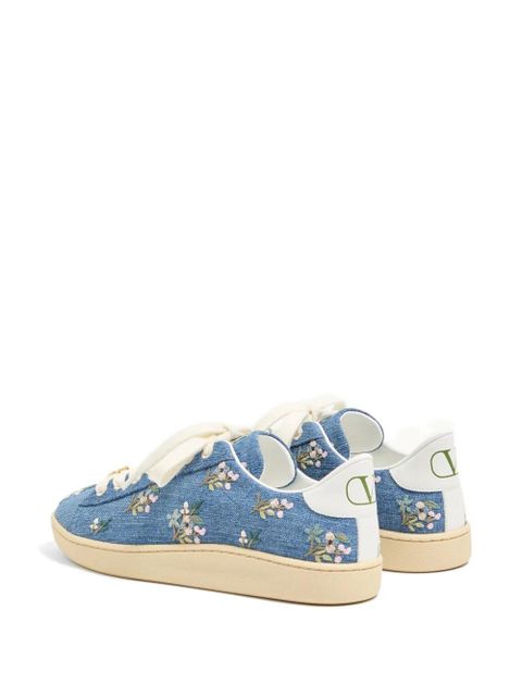 Valentino Garavani Royco denim trainer with floral embroidery - Blue