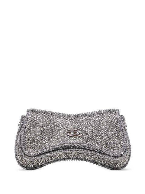 Diesel crystal-embellished logo-plaque clutch bag - Silver - zdjęcie produktu nr 1