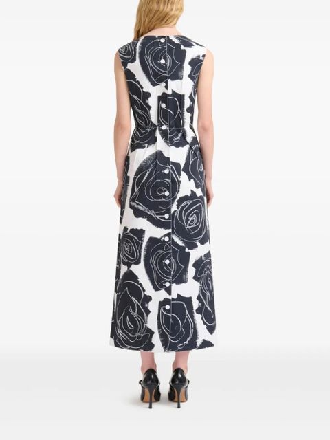 Marni rose-print midi dress - White