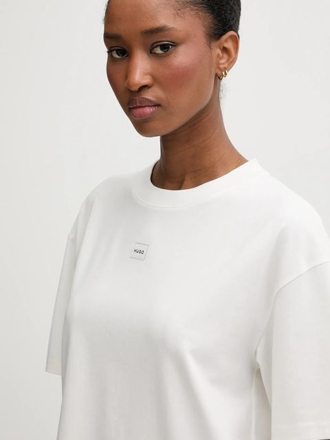 HUGO t-shirt damski kolor beżowy 50556807 - zdjęcie produktu nr 2