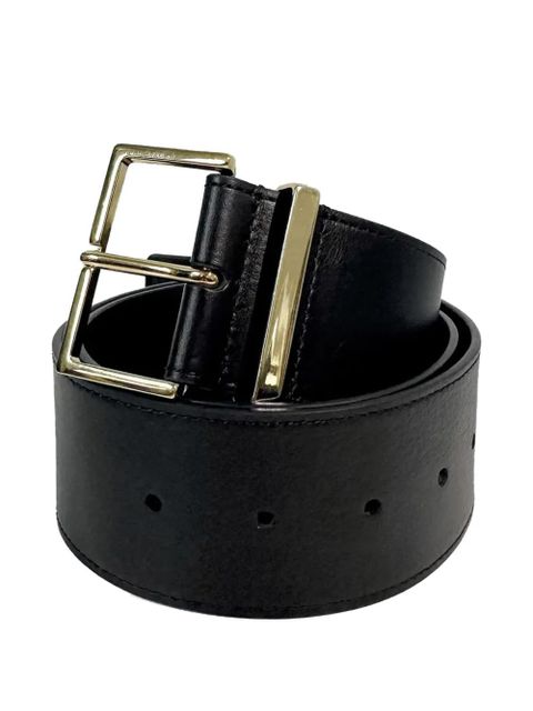 The Frankie Shop Evro square-buckle leather belt - Black