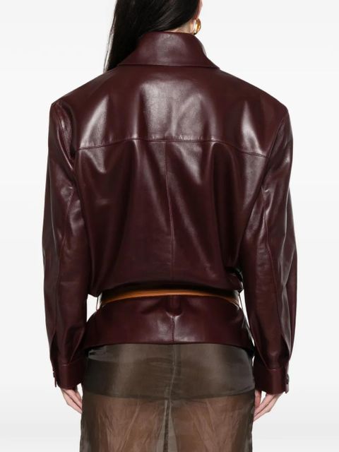 Saint Laurent zip-up leather coat - Red