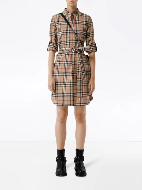 Burberry Vintage check tie-waist shirt dress - Brown
