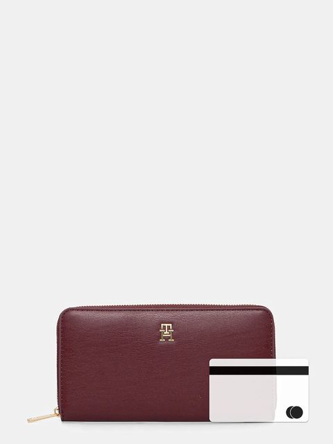 Tommy Hilfiger portfel damski kolor bordowy AW0AW17744