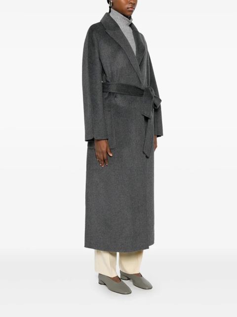 SOLOTRE peak-lapels belted coat - Grey