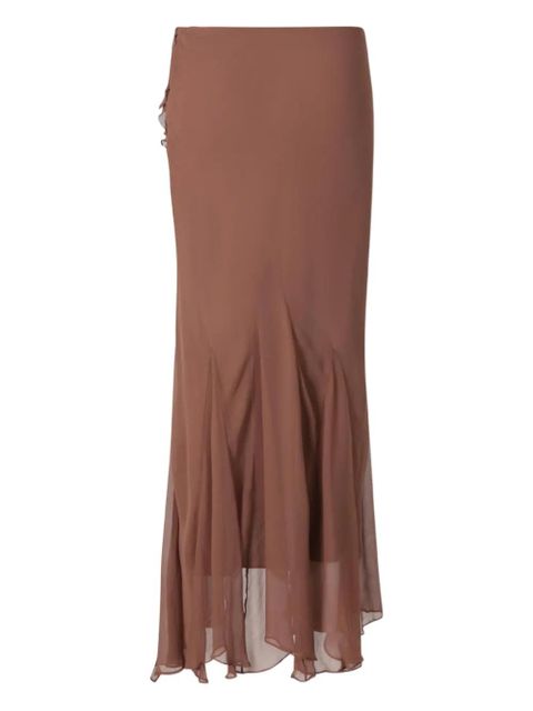 STAUD Diana ruffled asymmetric maxi skirt - Brown - zdjęcie produktu nr 2