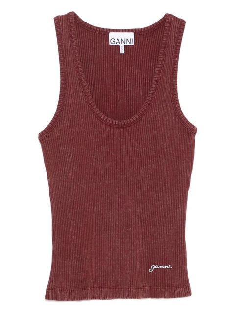 GANNI ribbed scoop-neck tank top - Purple - zdjęcie produktu nr 1