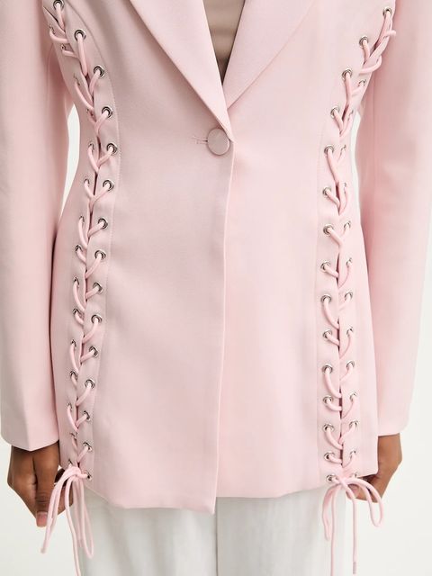 Answear Lab marynarka kolor różowy jednorzędowa gładka