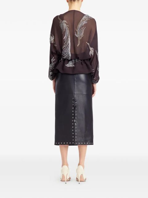 16Arlington Tula embellished long-sleeve top - Brown