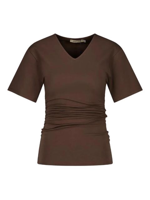 Paloma Wool V-neck gathered T-shirt - Brown - zdjęcie produktu nr 1