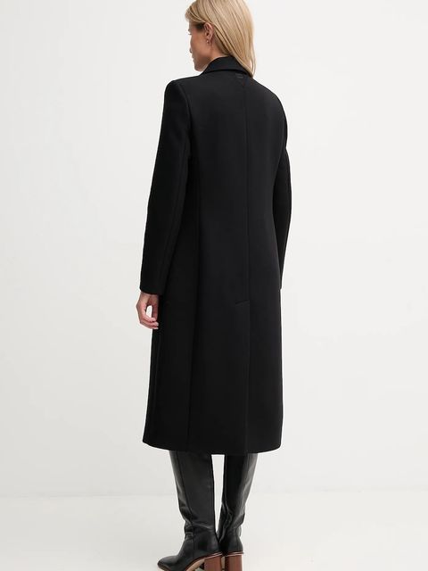 Tommy Hilfiger płaszcz z dodatkiem wełny kolor czarny WW0WW47445