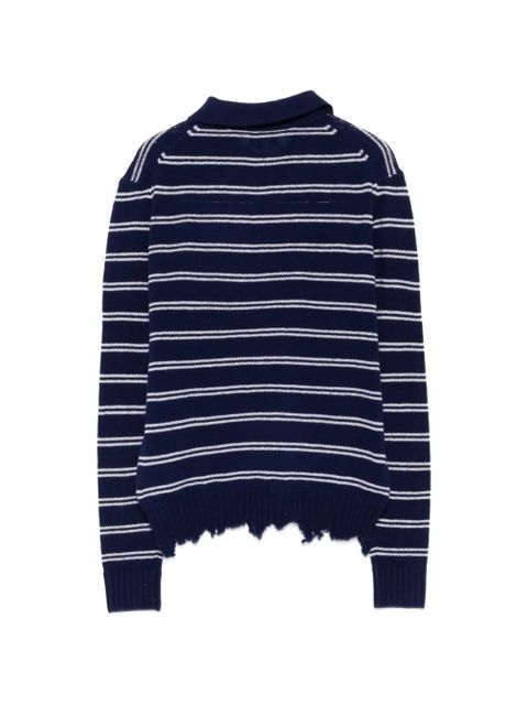 SHUSHU/TONG striped distressed-effect polo shirt - Blue - zdjęcie produktu nr 2