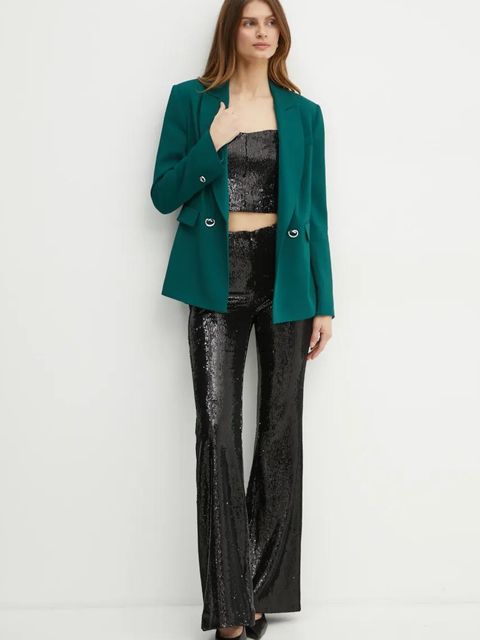 Pinko marynarka kolor zielony dwurzędowa gładka 103890 A21H