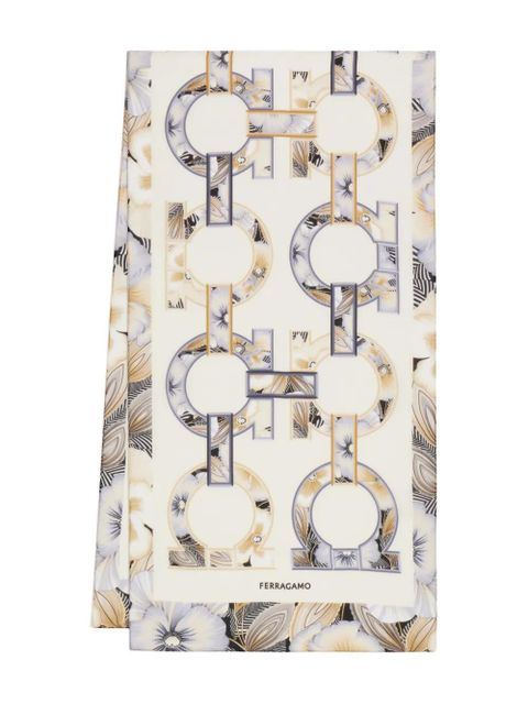 Ferragamo Gancini Brezza-print silk scarf - Neutrals - zdjęcie produktu nr 1