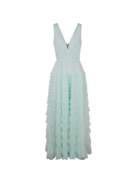 TWINSET ruffled tulle maxi dress - Green - zdjęcie produktu nr 1