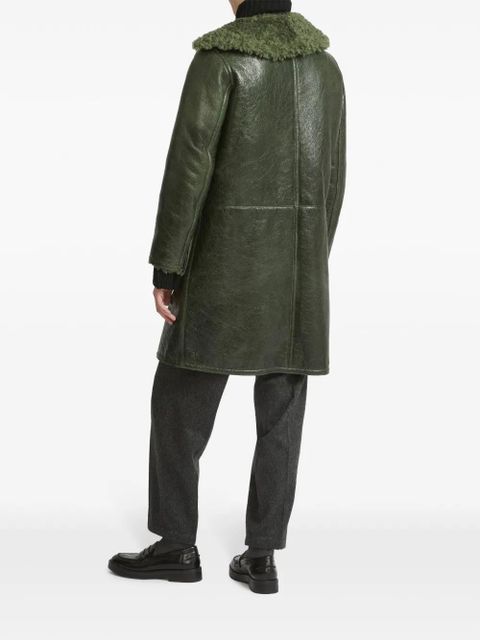 Yves Salomon patent-finish leather coat - Green - zdjęcie produktu nr 2