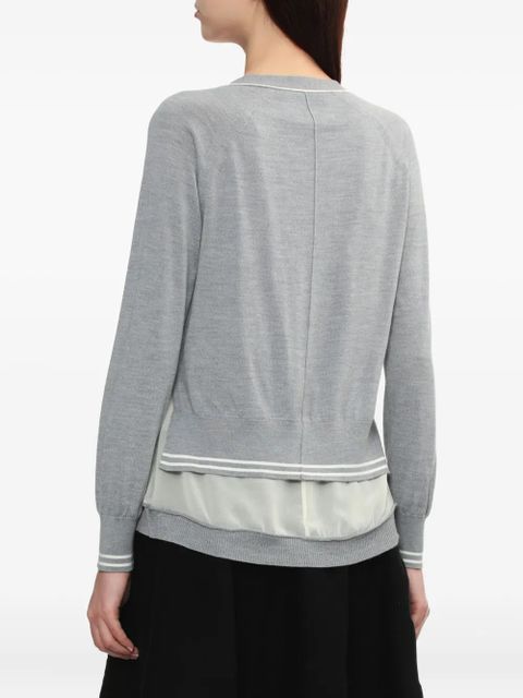 3.1 Phillip Lim chiffon-trim V-neck wool cardigan - Grey