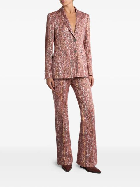ETRO flared jacquard paisley-foliage trousers
